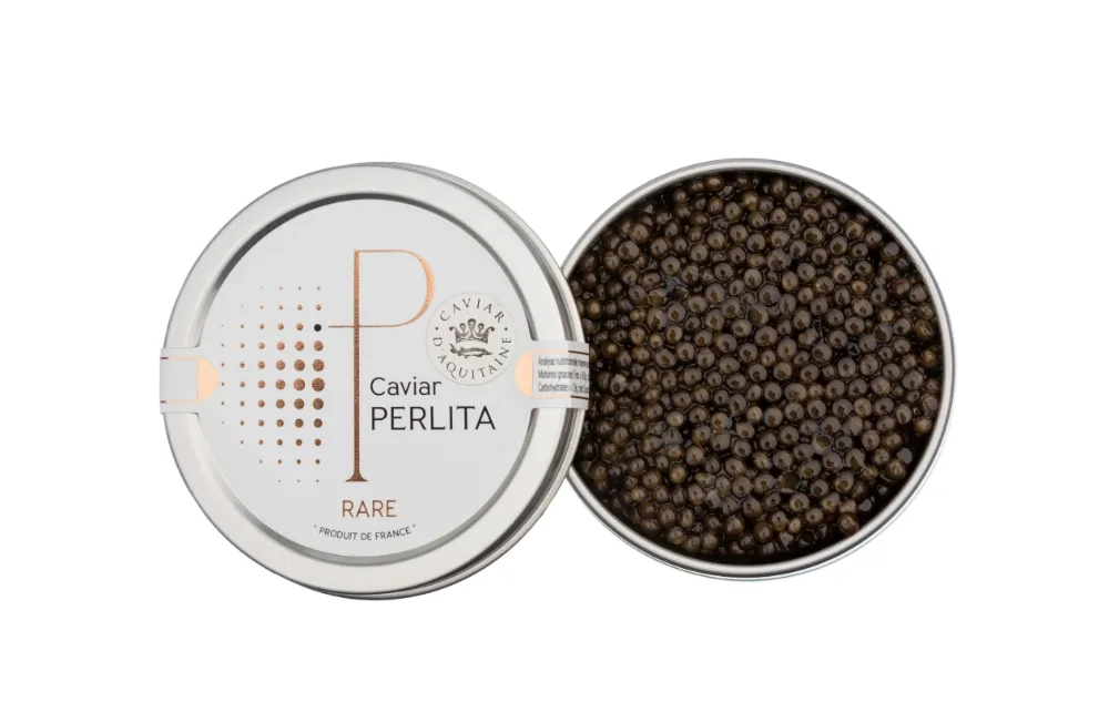 Boîte de caviar Rare de Perlita ouverte