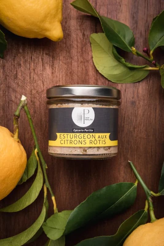 Pot de rillettes d'esturgeon aux citrons rôtis Perlita