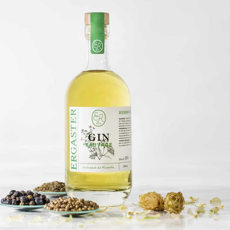 Bouteille de Gin Herboriste de la Distillerie Ergaster