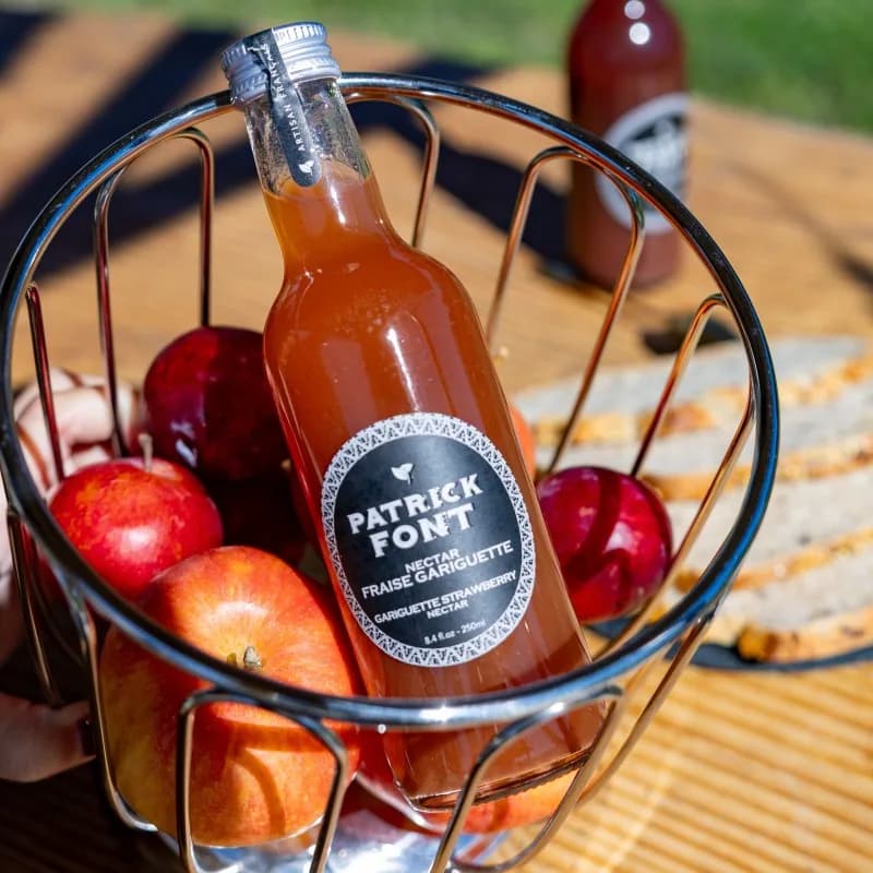 Bouteille de nectar de fraise Gariguette Patrick Font