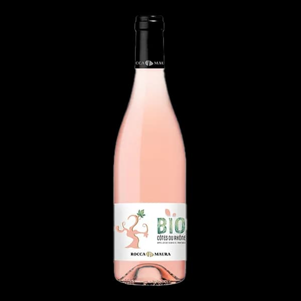 Bouteille de Côtes du Rhône bio rosé